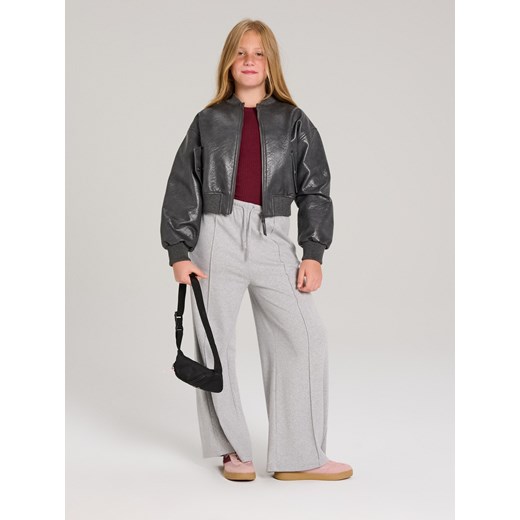 Sinsay - Prążkowana koszulka z długimi rękawami - bordowy Sinsay 146 (10-11 l) Sinsay