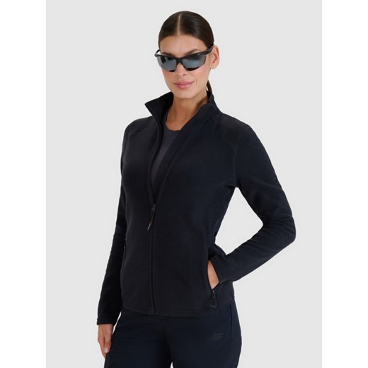 Damski polar rozpinany bez kaptura 4F 4FWSS25TFLEF305- czarny ze sklepu Sportstylestory.com w kategorii Bluzy damskie - zdjęcie 185736654