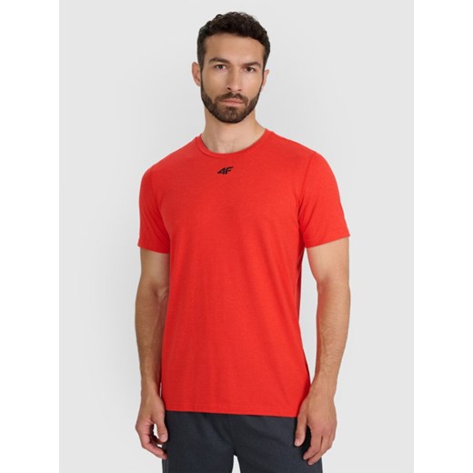 Męska koszulka treningowa 4F 4FWAW25TFTSM1522 - czerwona ze sklepu Sportstylestory.com w kategorii T-shirty męskie - zdjęcie 185736800