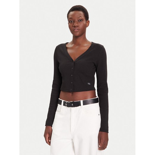 Calvin Klein Jeans Kardigan LV047C204G Czarny Regular Fit ze sklepu MODIVO w kategorii Swetry damskie - zdjęcie 185737650