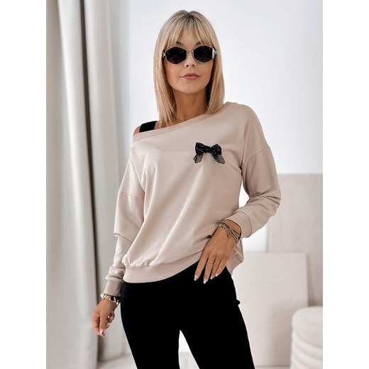 bluza bronte beżowa one size ze sklepu UBRA w kategorii Bluzy damskie - zdjęcie 185739801