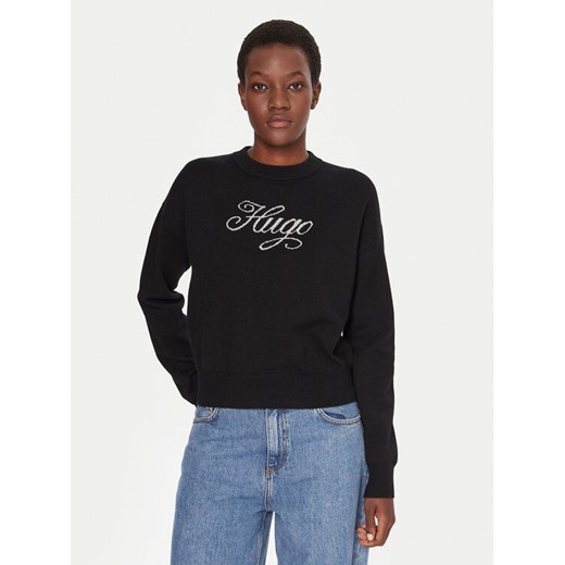 HUGO Sweter Slogix_B 50548145 Czarny Relaxed Fit ze sklepu MODIVO w kategorii Swetry damskie - zdjęcie 185741444