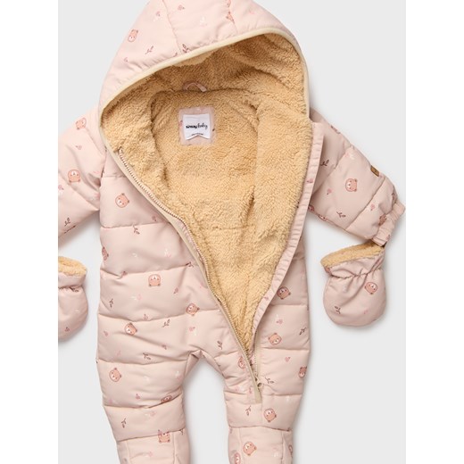 Sinsay - Zimowy kombinezon z rękawiczkami - beżowy Sinsay 68/74 Sinsay