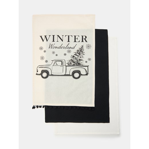 Sinsay - Ścierki kuchenne 3 pack - czarny Sinsay One Size Sinsay