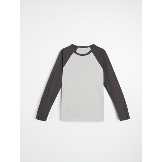 Sinsay - Bawełniana koszulka longsleeve - szary ze sklepu Sinsay w kategorii T-shirty męskie - zdjęcie 185743540