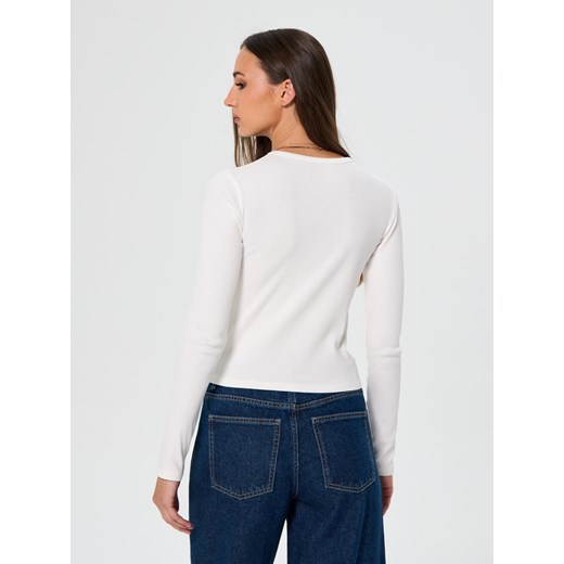 Sinsay - Koszulka z długimi rękawami - kremowy Sinsay S Sinsay