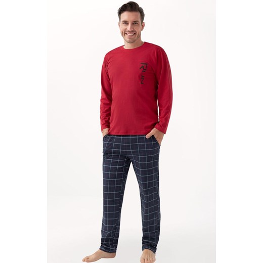Bawełniana piżama męska długa bordowo-granatowa 810, Kolor granatowo-bordowy, Rozmiar M, Luna ze sklepu Intymna w kategorii Piżamy męskie - zdjęcie 185745992