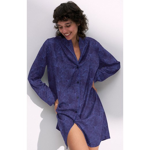 Triumph koszula nocna Boyfriend Fit NDW 03 10225085-M008, Kolor granatowy-wzór, Rozmiar 36, Triumph ze sklepu Intymna w kategorii Koszule nocne - zdjęcie 185746191