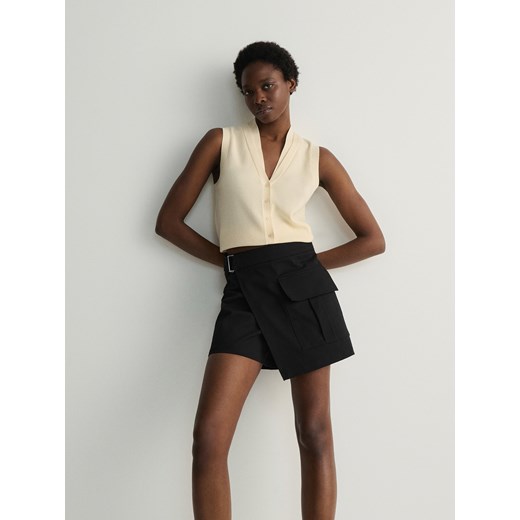 Reserved - Spódnico-spodnie z bawełny - czarny ze sklepu Reserved w kategorii Szorty - zdjęcie 185746412