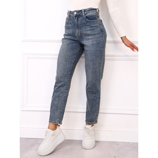 SPODNIE JEANSOWE- MOM STRETCH- CIEMNOJEANSOWE ze sklepu olika.com.pl w kategorii Jeansy damskie - zdjęcie 185746944