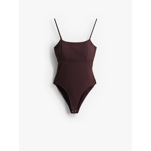 Mohito - Dopasowane body - ciemnobrązowy ze sklepu Mohito w kategorii Bluzki damskie - zdjęcie 185747011