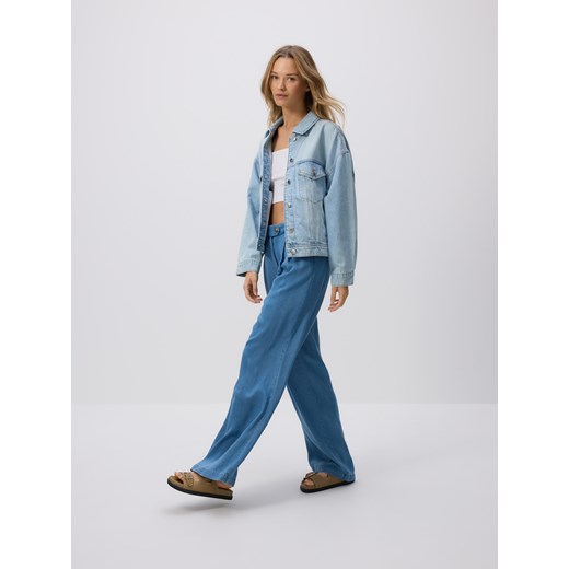 Reserved - Jeansy wide leg z lyocellu - niebieski ze sklepu Reserved w kategorii Jeansy damskie - zdjęcie 185747842