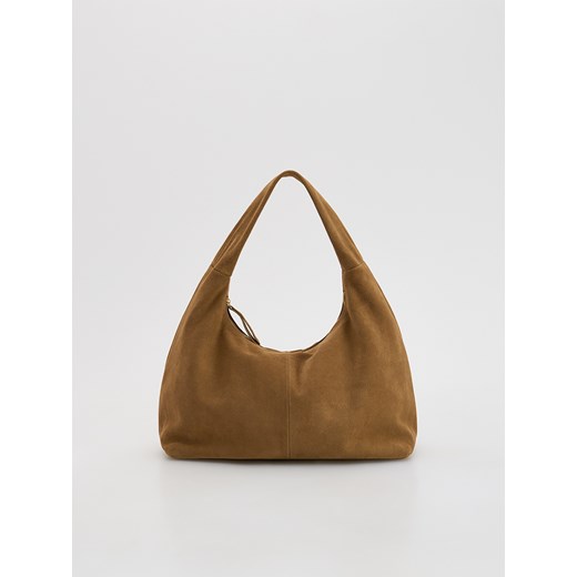 Reserved - Zamszowa torebka hobo - beżowy ze sklepu Reserved w kategorii Torebki hobo - zdjęcie 185748114