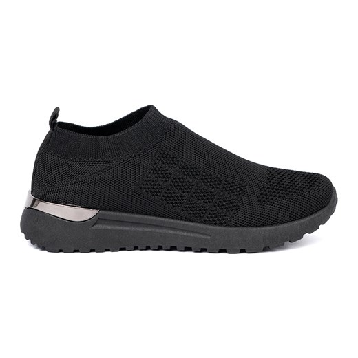 Shelvt Czarne sportowe buty slip-on z siateczkową cholewką ze sklepu ButyModne.pl w kategorii Buty sportowe damskie - zdjęcie 185748631