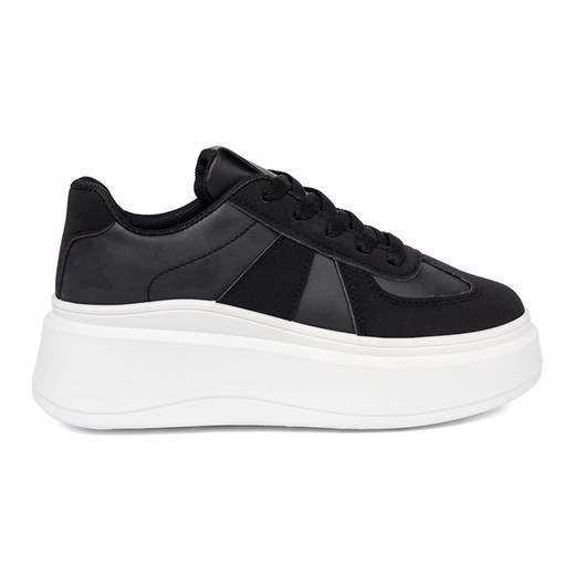 Shelvt Klasyczne czarne sneakersy na grubej podeszwie ze sklepu ButyModne.pl w kategorii Buty sportowe damskie - zdjęcie 185748634