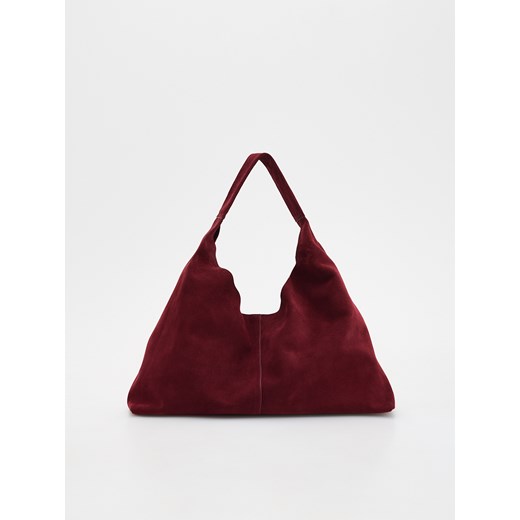Reserved - Zamszowa torebka shopper z saszetką - bordowy ze sklepu Reserved w kategorii Torebki hobo - zdjęcie 185751452