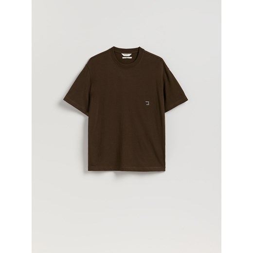 Reserved - T-shirt boxy z nadrukiem - ciemnobrązowy ze sklepu Reserved w kategorii T-shirty męskie - zdjęcie 185751543