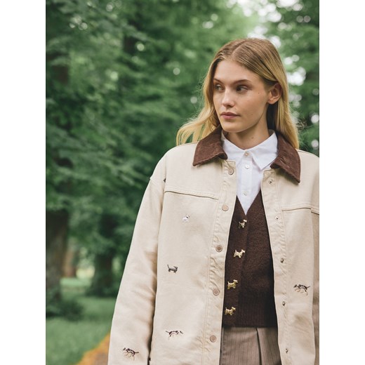 Reserved - Koszula z minimalistycznym haftem - biały Reserved M Reserved