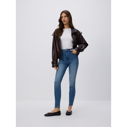 Reserved - Jeansy slim fit z przetarciami - niebieski Reserved 34 Reserved