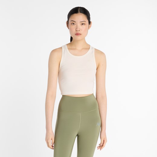 Koszulka damska New Balance WT43523PEF – beżowa ze sklepu New Balance Poland w kategorii Bluzki damskie - zdjęcie 185752720