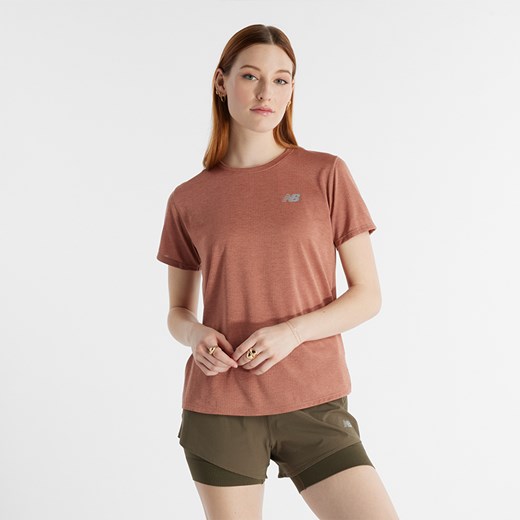 Koszulka damska New Balance WT41253SWA – brązowa ze sklepu New Balance Poland w kategorii Bluzki damskie - zdjęcie 185753704