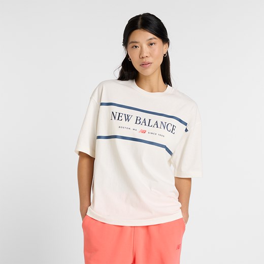 Koszulka damska New Balance WT51910SST – beżowa ze sklepu New Balance Poland w kategorii Bluzki damskie - zdjęcie 185753753
