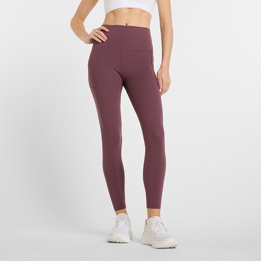 Legginsy damskie New Balance WP51124FDP – bordowe ze sklepu New Balance Poland w kategorii Spodnie damskie - zdjęcie 185754021
