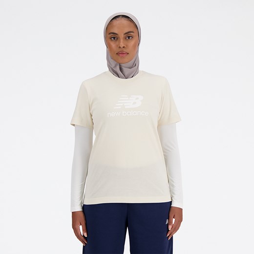 Koszulka damska New Balance WT41502LIN – beżowa ze sklepu New Balance Poland w kategorii Bluzki damskie - zdjęcie 185754081