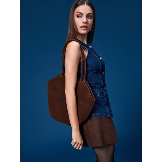 Sinsay - Torebka shopper z imitacji zamszu - brązowy Sinsay One Size Sinsay