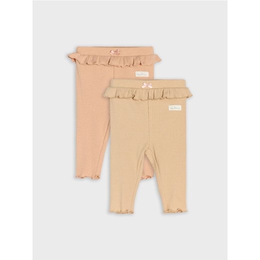 Sinsay - Prążkowane legginsy z falbanką 2 pack - różowy ze sklepu Sinsay w kategorii Odzież dla niemowląt - zdjęcie 185754753