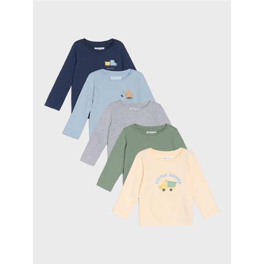 Sinsay - Koszulki z długimi rękawami 5 pack - kremowy - id: 714EM-02X - marki Sinsay - 185754824 Sinsay - Koszulki z długimi rękawami 5 pack - kremowy ze sklepu Sinsay w kategorii Kaftaniki i bluzki - zdjęcie 185754824