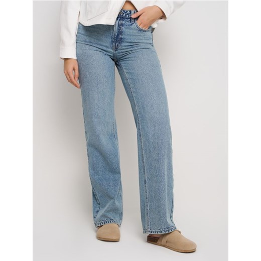 Sinsay - Jeansy wide leg z wysokim stanem - turkusowy ze sklepu Sinsay w kategorii Jeansy damskie - zdjęcie 185754832