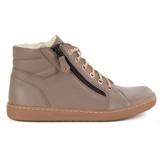 Damskie skórzane buty zimowe barefoot minimalistyczne model 1293 cappucino ze sklepu butyolivier w kategorii Półbuty damskie - zdjęcie 185755523