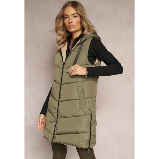 Zielona Dwustronna Kamizelka Pikowana Miames - id: B8159-61-GREEN - marki Renee - 185755610 Zielona Dwustronna Kamizelka Pikowana Miames ze sklepu renee.pl w kategorii Kamizelki damskie - zdjęcie 185755610