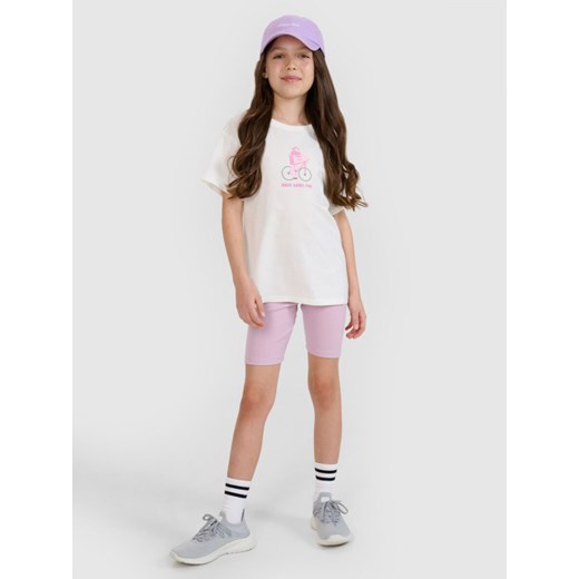 Dziewczęce legginsy kolarki 4F 4FJRSS25TSTIF019 - fioletowe ze sklepu Sportstylestory.com w kategorii Spodenki dziewczęce - zdjęcie 185755690