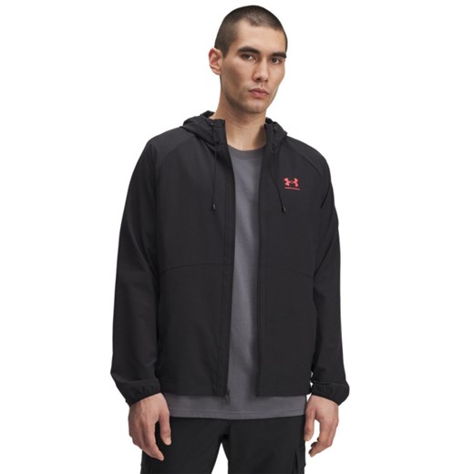 Męska kurtka wiatrówka Under Armour UA Stretch Woven Windbreaker - czarna ze sklepu Sportstylestory.com w kategorii Kurtki męskie - zdjęcie 185755762