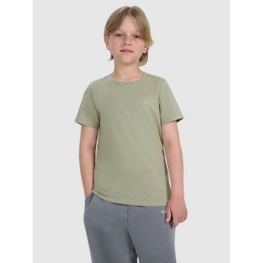 Chłopięcy t-shirt basic 4F 4FJRAW25TTSHM3260 - zielony ze sklepu Sportstylestory.com w kategorii T-shirty chłopięce - zdjęcie 185755804