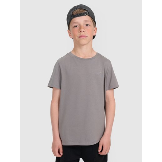 Chłopięcy t-shirt basic 4F 4FJRAW25TTSHM3260 - szary ze sklepu Sportstylestory.com w kategorii T-shirty chłopięce - zdjęcie 185755811