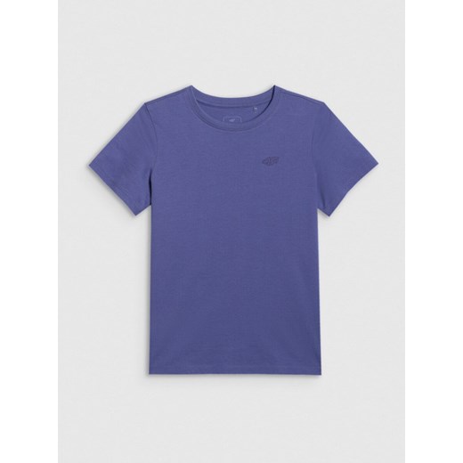 Chłopięcy t-shirt basic 4F 4FJRAW25TTSHM3260 - niebieski ze sklepu Sportstylestory.com w kategorii T-shirty chłopięce - zdjęcie 185755824