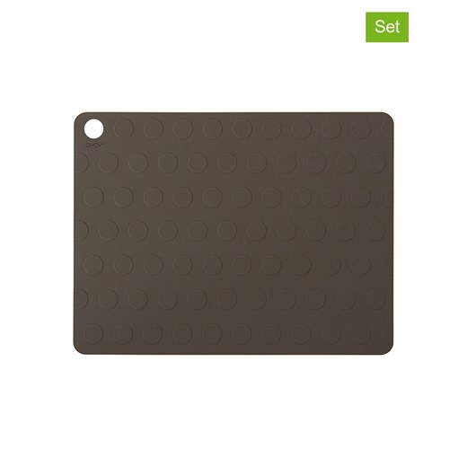 OYOY living design Podkładki stołowe (2 szt.) &quot;Dotto&quot; w kolorze ciemnobrązowym - 45 x 35 cm ze sklepu Limango Polska w kategorii Podkładki na stół - zdjęcie 185755980