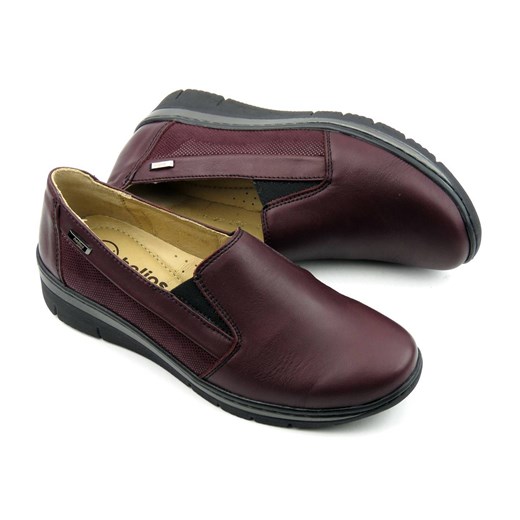 Półbuty damskie typu slip on - Helios Komfort 350-2, bordowe ze sklepu ulubioneobuwie w kategorii Półbuty damskie - zdjęcie 185759081