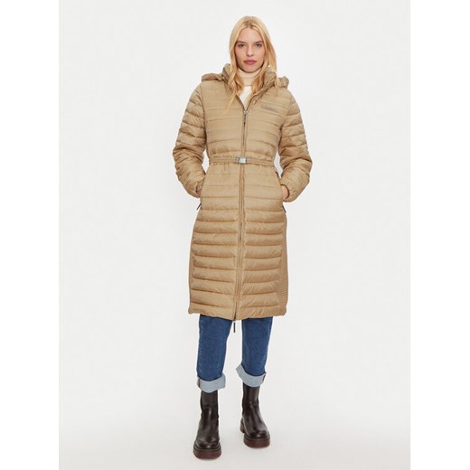 Calvin Klein Płaszcz zimowy K20K207732 Beżowy Slim Fit ze sklepu MODIVO w kategorii Kurtki damskie - zdjęcie 185761172
