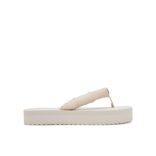 Calvin Klein Jeans Japonki Beach Sandal Flatform Ttxr Satin YW0YW01723 Beżowy ze sklepu MODIVO w kategorii Klapki damskie - zdjęcie 185761234