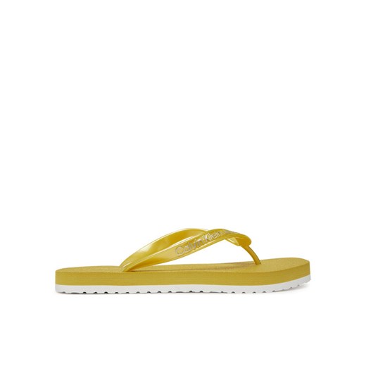 Calvin Klein Jeans Japonki Thong+ Tpu Metallic YW0YW01720 Żółty ze sklepu MODIVO w kategorii Klapki damskie - zdjęcie 185761454