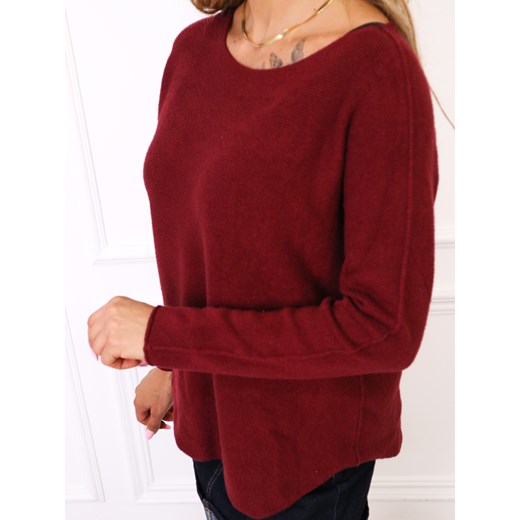 SWETER Z OKRĄGŁYM DEKOLTEM- BORDOWY Olika uniwersalny olika.com.pl