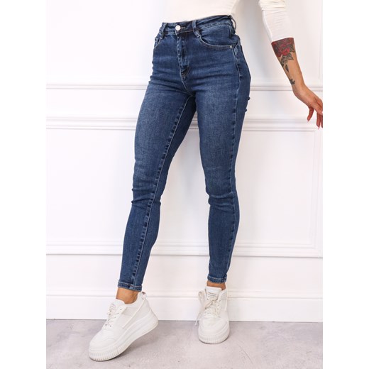 SPODNIE JEANSOWE SKINNY PUSH UP- GRANATOWE ze sklepu olika.com.pl w kategorii Jeansy damskie - zdjęcie 185768771