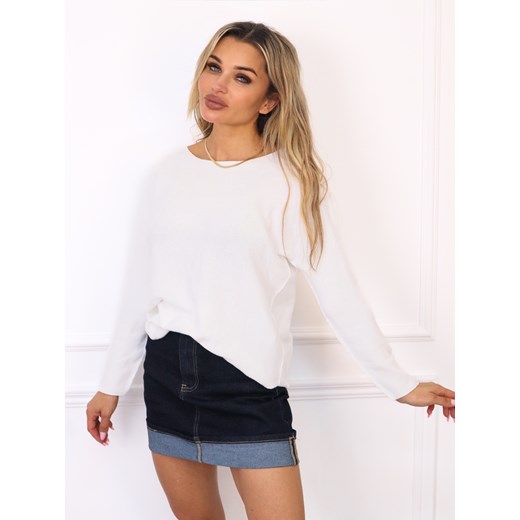 SWETER Z OKRĄGŁYM DEKOLTEM- BIAŁY ze sklepu olika.com.pl w kategorii Swetry damskie - zdjęcie 185768832
