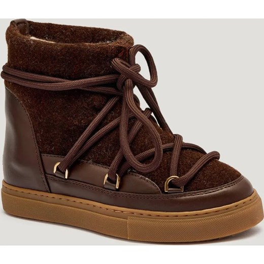 INUIKII Skórzane śniegowce FELT WEDGE | z dodatkiem wełny ze sklepu Gomez Fashion Store w kategorii Śniegowce damskie - zdjęcie 185771242