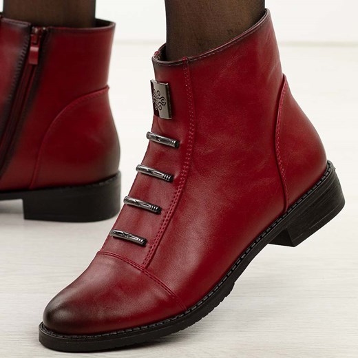 Czerwone płaskie botki damskie M.Daszyński Sa62-126 ze sklepu suzana.pl w kategorii Botki - zdjęcie 185777392