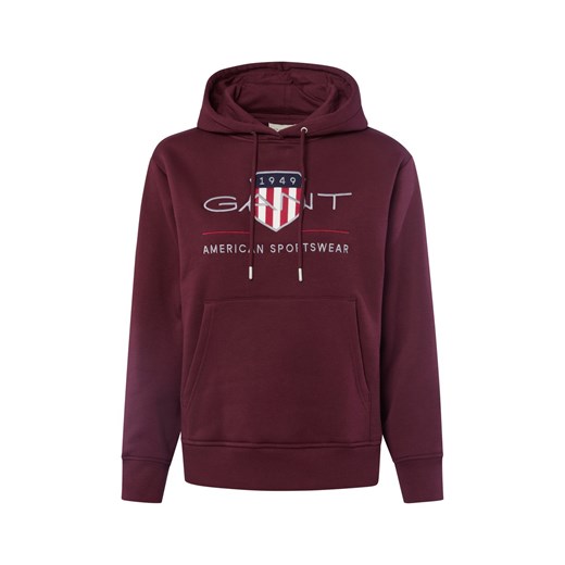 Gant Damski sweter z kapturem Kobiety bordowy jednolity ze sklepu vangraaf w kategorii Bluzy damskie - zdjęcie 185777574